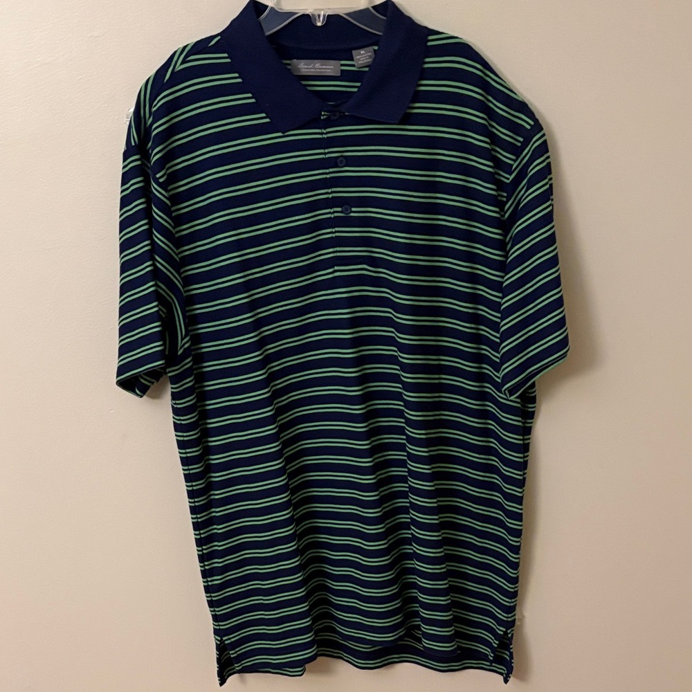 Daniel Cremieux Navy and Green Striped Polo Shirt
